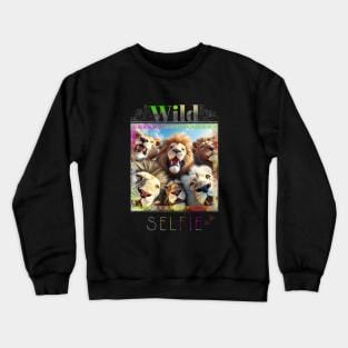 Lion King Wild Nature Funny Happy Humor Photo Selfie Crewneck Sweatshirt